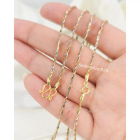 สร้อยคอเงินแท้92.5%Italyชุบ2กษัตริย์  ลายSnake2เกลียวDiamond cut ขนาด 1.5mm คลังสินค้า