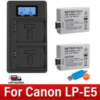 PALO LPE5 LP E5แบตเตอรี่กล้องสำหรับ Canon Eos 450D 500D Kiss LP-E5 Kiss F Rebel Xsi LCD Daul USB Charger