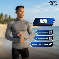 Baju Baselayer Pria Manset Berenang Outdoor Rashguard Wetsuit Lycra XXXL Abu