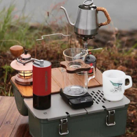 Lunch Box Special Accessories Thailand Teak Table Board Outdoor Camping Pour-over Coffee
