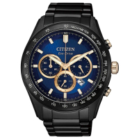 【CITIZEN 星辰】GENTS獨特風格光動能藍寶石玻璃-藍金43mm(CA4458-88L)