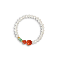 【巴黎精品】珍珠手鍊玉石手串-7mm南紅翡翠925純銀女飾品a1ha71