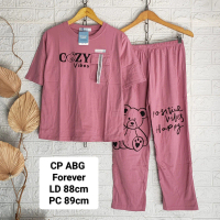 FOREVER SWEET One Set Babydoll Setelan CP Lengan Pendek Celana Panjang SIZE ABG Remaja Bahan Kaos Mo