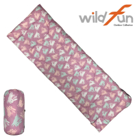 【WildFun 野放】野放童趣羊毛印花睡袋-粉紅兔(戶外、露營、舒適、舒服、保暖、午休、午覺)