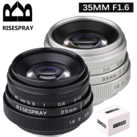 35mm F1.6 Manual Focus MF Prime camera Lens for Canon EOS Nikon N1 Fuji C-FX Sony NEX Olympus Micro 4/3 C-M4/3