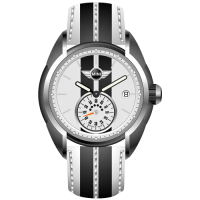 MINI Swiss Watches 石英錶 38mm 黑白單眼錶面 黑白條紋真皮錶帶