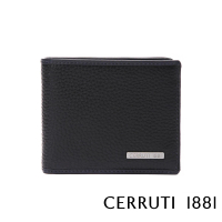 【Cerruti 1881】限量2折 義大利頂級小牛皮8卡短夾皮夾 CEPU05989M 全新專櫃展示品(黑色 贈禮盒提袋)