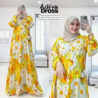 Angita Dress Gamis Wanita Rayon Premium Busui Friendly LD 110 Outfit Pesta Muslim Elegan Kekinian Ad