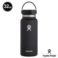 美國Hydro Flask 真空保冷/熱寬口鋼瓶946ml-時尚黑