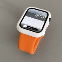 全城熱賣 - 拼色磨砂硬殼純色矽膠錶帶適用iwatch保護殼s8蘋果手錶applewatch橙色+白色硬殼49mm（Ultra/Ultra2/3）長版！