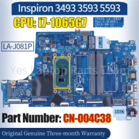 FDI55 LA-J081P For Dell Inspiron 3493 3593 5593 Laptop Mainboard CN-004C38 SRG0N i7-1065G7 100％ Tested Notebook Motherboard