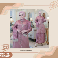Setelan Songket Selendang Azalea | Baju Kurung Melayu Malaysia / Baju Kurung Malaysia Terbaru
