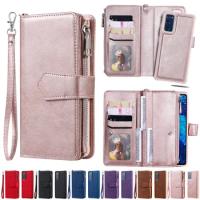 Zipper Wallet Card Phone Case for Samsung Galaxy Note 20 Ultra 10 9 8 S20 FE S21 S22 S23 FE S24 Plus Magnetic Flip Leather Cover