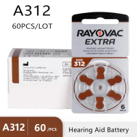 60Pcs Hearing Aid Batteries Rayovac Extra A312 312A 312 P312 PR41 High Performance Zinc Air Digital