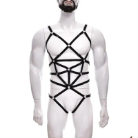 Mens Bodysuit Harness Belt Sexy Lingerie Male Suspenders Underwear Sleepwear Uniform Sissy Gay Temptation Nighties Body Cage
