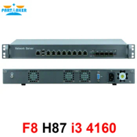 1U network Firewall Router System with 8 ports Gigabit lan 4 SPF Intel i3 4160 3.6Ghz Mikrotik PFSense ROS Wayos 4G RAM 128G SSD