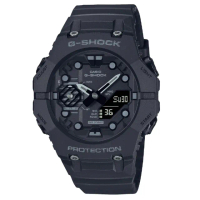 【CASIO 卡西歐】G-SHOCK 全新錶殼智慧藍芽碳纖維核心防護雙顯錶-全黑(GA-B001-1A 創新結構)
