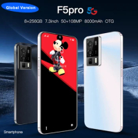 Global VER F5 Pro 5G Smart Phone Deca Core 8GB+256GB 7.3 Inch Mini Smart phones Android 13 Mobile Phone 8000 mAh Battery Face lD