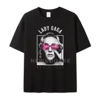 NG New Lady Gaga Fashion Printed T-shirt Women's Men's Unisex Casual Street Loose Rock Punk Vintage Top
