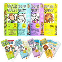 4 Boxes Set Brain Quest English Learning Card Books for Kids Sticker Book Questions And Answers Smart Start Children Game Gift