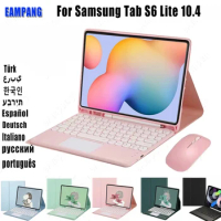 Case For Samsung Galaxy Tab S6 Lite 2022 Case with Keyboard P610 P615 P613 P619 Hebrew Russian Arabic Spanish Korean Keyboard