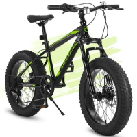 Bike 20 Inch Wheels for Kids, 4" Wide Fat Tire Snow Mountain Bike Steel Frame, 7 Speed Teenager Children Kids' Bicycles