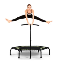 45/48 Inch Foldable Fitness Trampoline With Handle For Adults Kids Indoor Outdoor Silent Jumping Bed Aerobic Exercise Load 300kg