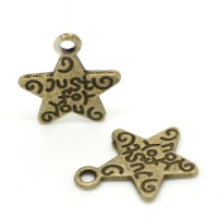 Free Shipping 100pcs Antique Bronze "Just for You" Star Charms Pendants 14x12mm Jewelry Findings Wholesale
