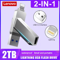 Lenovo 2TB Lightning USB 3.0 Flash Drive For Iphone Ipad Android 128GB Pen Drive OTG Pendrive 2 In 1 Memory Stick For IPhone 14