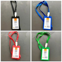 Gantungan ID Card Komplit Lanyard Tali Nylon Merah