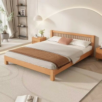 全櫸木實木床榻榻米日式床簡約無床頭床架1米5雙人無靠背矮床民宿