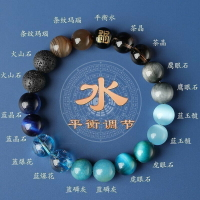 紫南宮過爐開光🙏🏻五行缺水補水手鏈 手鏈 手串 天然五行水晶手串 黑曜石手鏈 海藍寶手鍊 金運石手鏈 喜水手鏈