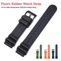 Fluoro Rubber Strap Waterproof Diving Watch Band for Seiko for Citizen Stainless Steel Buckle Men Women FKM Bracelet 20mm 22mm