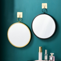 圓形浴室鏡 鐵藝風 衛生間 壁掛鏡 梳妝鏡 化妝鏡 裝飾鏡 圓鏡 鐵藝 鏡子 居家佈置【BlueCat】【RI3162】