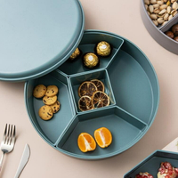 水果盤 暖暖創意現代干果盤分格帶蓋干果盒零食盒網紅密封糖果盤客廳家用 「新年狂歡購」