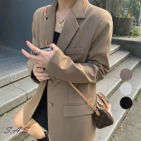 【SAS】韓版寬鬆長袖中長款西裝外套(3色可選 西裝外套 薄外套 寬鬆外套 防曬外套 1856C)