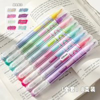 8 Color Highlighter Rainbow Macaron Multicolor Refill Stationery 6 Colors In One Gouache Gel Pen Pastel Student Handbook Markers