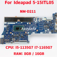 NM-D211 Mainboard For Lenovo Ideapad 5-15ITL05 Laptop Motherboard CPU: I5-1135G7 I7-1165G7 RAM: 8GB / 16GB DDR4 100% Test OK