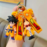 Dragon Ball Z Keychain Anime Super Saiyan Goku Figure Cute Keyring Bag Pendent Car Ornament Key Accessories Kids Toy Xmas Gifts