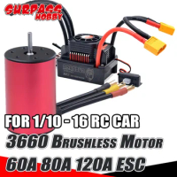 Surpass Hobby 3660 Waterproof Brushless Motor 60A 80A 120A ESC for 1/10 1/14 1/16 Rc Car Traxxas slash Wltoys HSP 540 Brushed