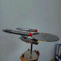1:1000 Model Metal Aircraft Star Trek Enterprise With Light Starship Flying Saucer Night Light Ornaments Collectible Model Decor