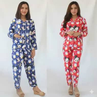 Aily GRA03 Katun Jepang Motif Mickey Setelan Baju Tidur Wanita L Merah