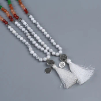 108 Gemstone Mala Beads White Howlite Lapis Soapstone Amethyst Mala Necklace
