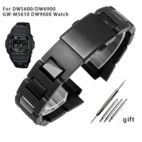 For Casio G-SHOCK DW-5600 DW6900 DW9600 GW-M5610 Black Plastic Strap Stainless Steel Buckle Men Bracelet Band Watch 16mm