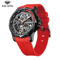 AILANG Brand New Luxury Tourbillon Watch for Men Sport Silicone Waterproof Luminous Fashion Skeleton Mechanical Watches Mens
