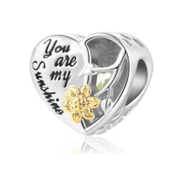 YQSLIN Mom You are My Sunshine Sunflower Rose Flower Heart Charms fit Charm Bracelet Necklace Mother's Day Theme Gift Charm
