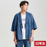 EDWIN 男款 短袖半禪外套 (石洗藍) #下單五折