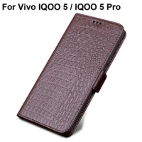 For Vivo iQOO 5 NEW super luxury Genuine Leather Case For Vivo iQOO 5 Pro Case Flip Phone Cases Cover Capin
