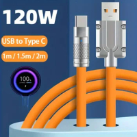 Zinc Alloy 120W Type-C Fast Charging Line For Xiaomi Samsung OPPO Huawei POCO Oneplus ipad 6A USB Super Fast Charging Liquid