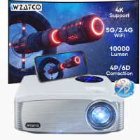 WZATCO C6A LED Projector Android WIFI 5G Full HD 1080P 6D Keystone Video Proyector for Home Theater Cinema Smart Phone Beamer